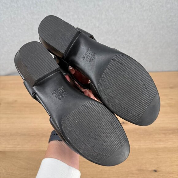 SAS Womens Suntimer Heeled Sandal Shoes Size 7.5 Slim AAA Black Leather Comfort - Picture 10 of 13